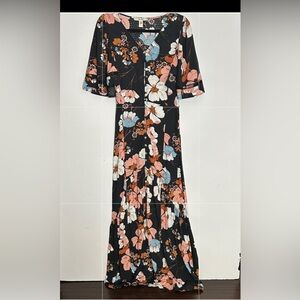 Ella Moon Floral Black and Pink Maxi Dress XSP